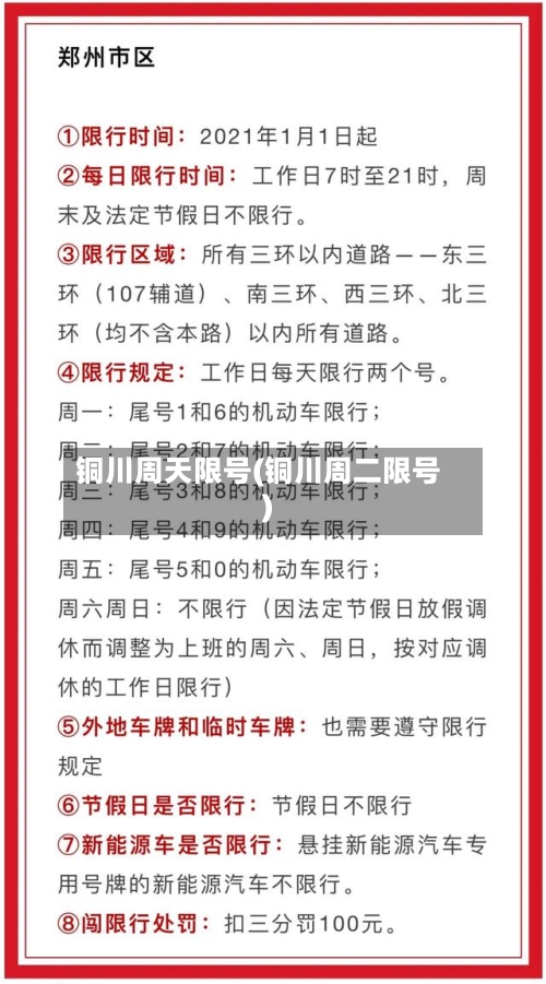 铜川周天限号(铜川周二限号)